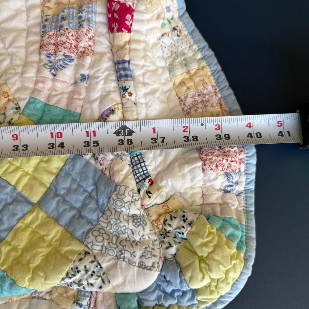 Pottery Barn Double Wedding Ring Patchwork Quilt and 2 shams Full 85" X 101" - Picture 8 of 16